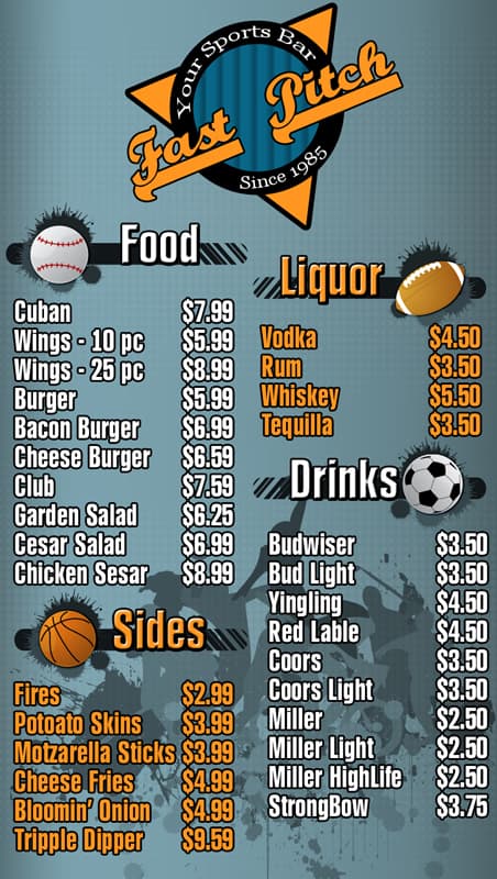 Sports Bar Digital Menu